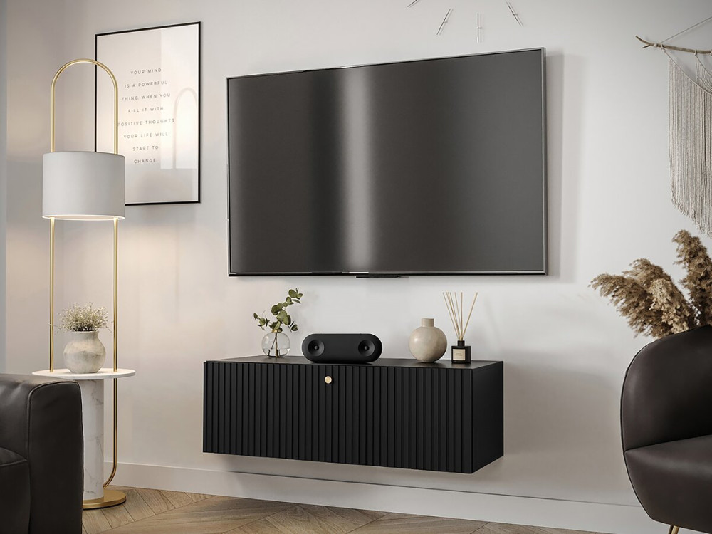 Mobile TV a parete "Waldi Riflo" - 100 x 34 x 40 cm - Nero