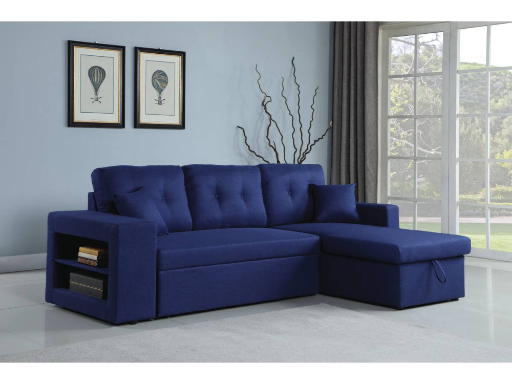 Divano ad angolo "Axel" trasformabile / reversibile - 3 posti - Blu