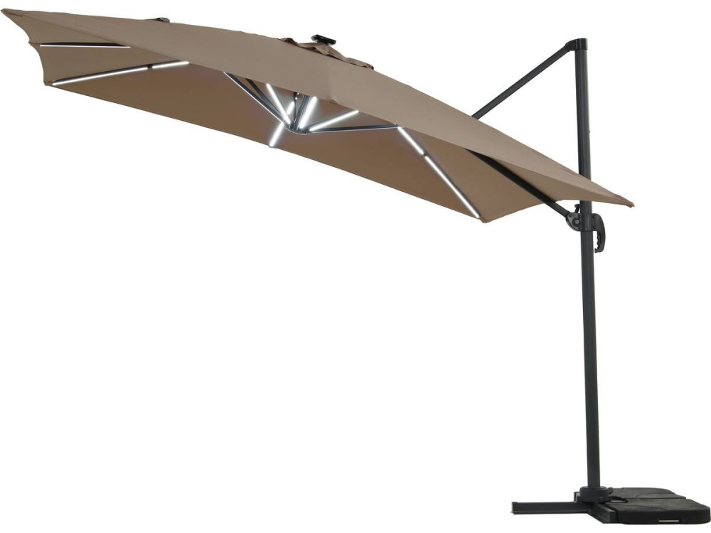 Ombrellone da esterno decentrato LED Alu "Sun 4 Luxe" - Rettangolo - 3 x 4 m - Talpa
