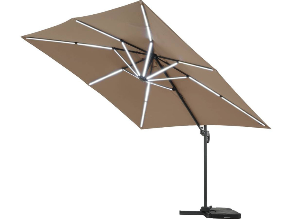 Ombrellone da esterno decentrato LED Alu "Sun 4 Luxe" - Rettangolo - 3 x 4 m - Talpa