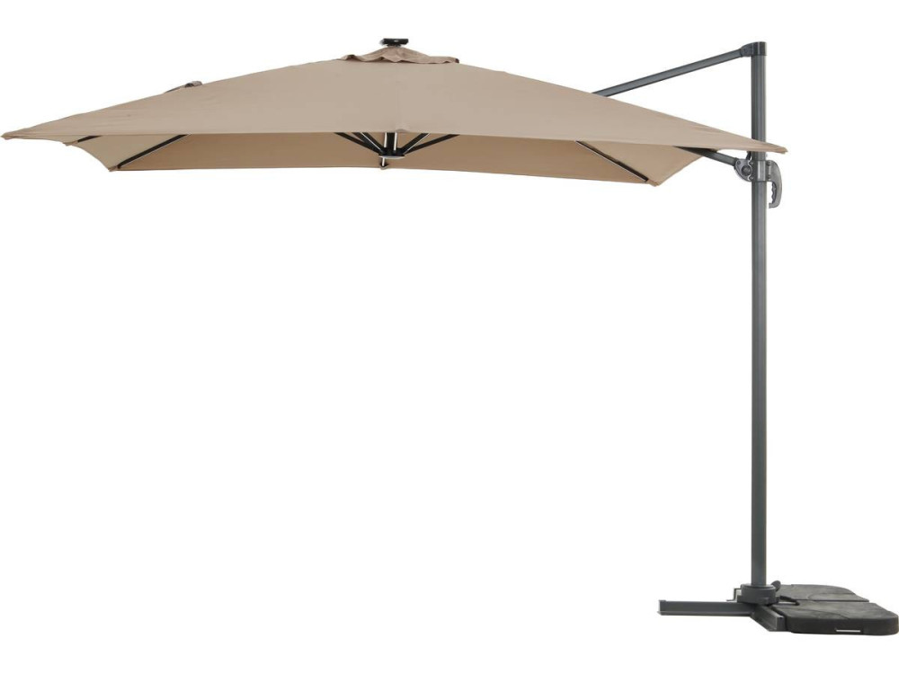 Ombrellone da esterno decentrato LED Alu "Sun 4 Luxe" - Rettangolo - 3 x 4 m - Talpa