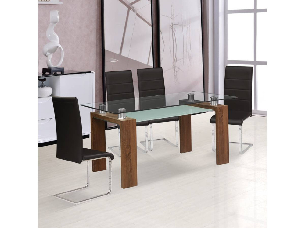 Tavolo da pranzo "Eva" - 150 x 80 x 75 cm - Laccato marrone