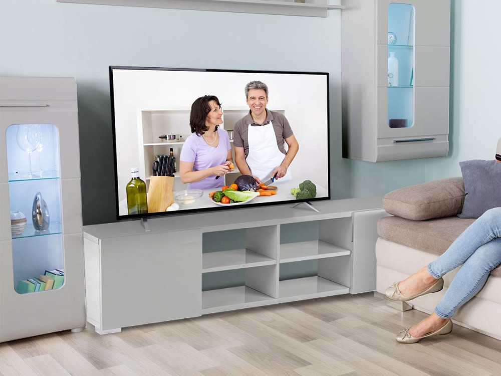 Mobile TV ALICIA - 185 x 30 x 42,5 cm - Grigio laccato