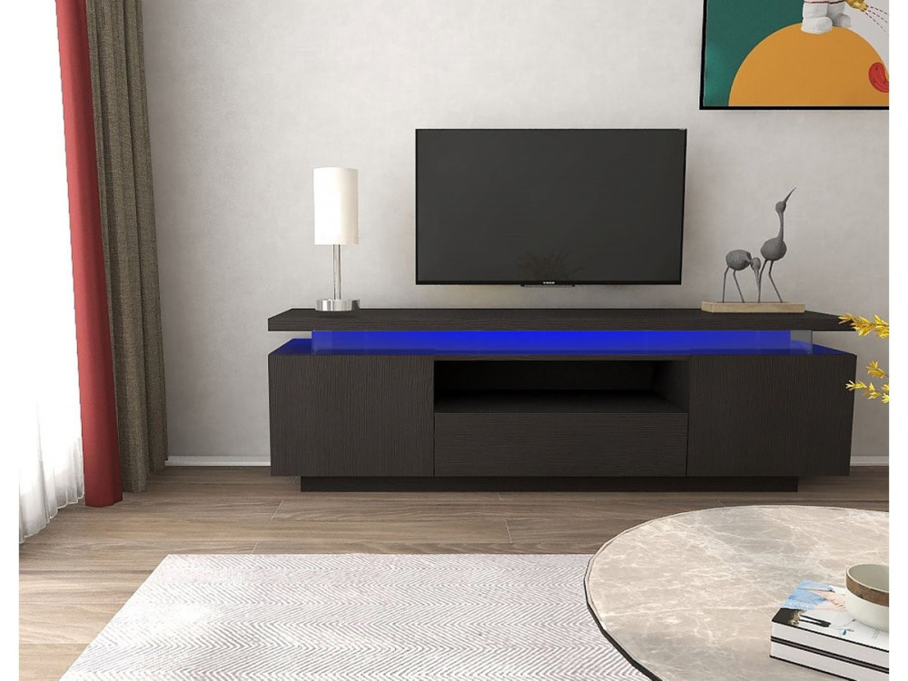 Porta TV LED laccato "Ruth" - 165 x 40 x 49 cm - Nero