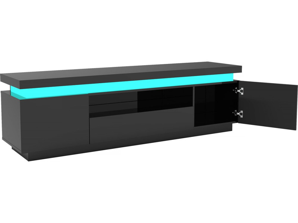 Porta TV LED laccato "Ruth" - 165 x 40 x 49 cm - Nero