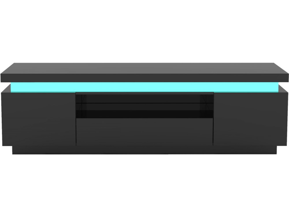 Porta TV LED laccato "Ruth" - 165 x 40 x 49 cm - Nero