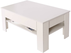Tavolino rettangolare con cassetti "Joy" - Bianco