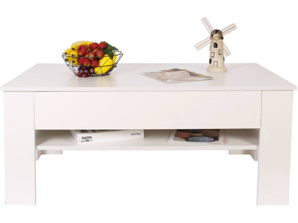 Tavolino rettangolare con cassetti "Joy" - Bianco