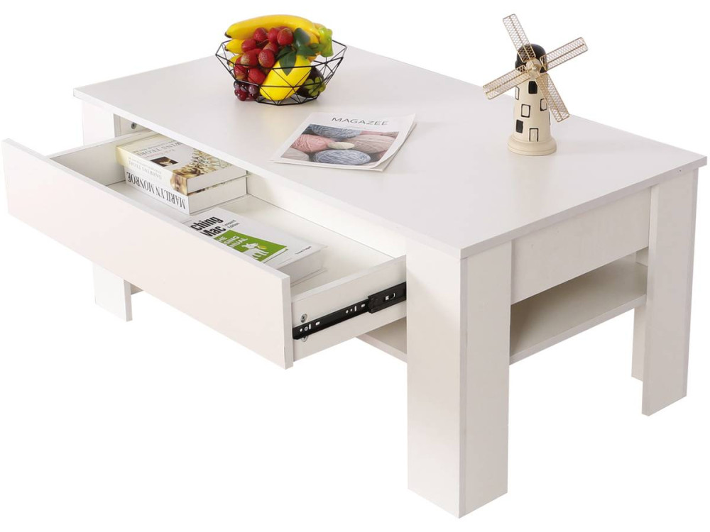 Tavolino rettangolare con cassetti "Joy" - Bianco