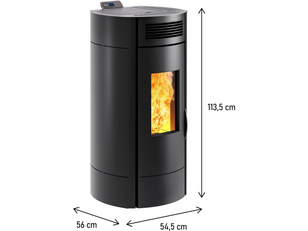 Poêle à Granulés "Lodi 8" étanche - 3,1 à 8 kW - Wifi - Noir
