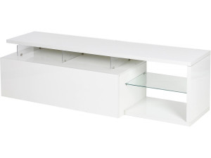 Meuble TV LED laqué "Penny" - 150 x 41 x 38 cm - Blanc