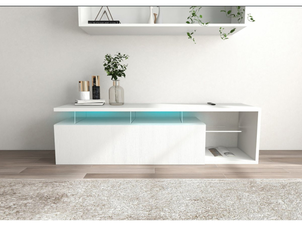 Porta TV LED laccato "Penny" - 150 x 41 x 38 cm - Bianco