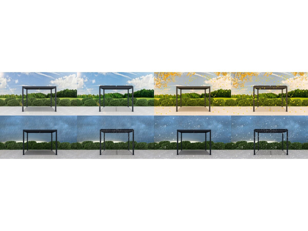 Pergola bioclimatica con LED in alluminio "Windsor" 3 x 3 - Grigio