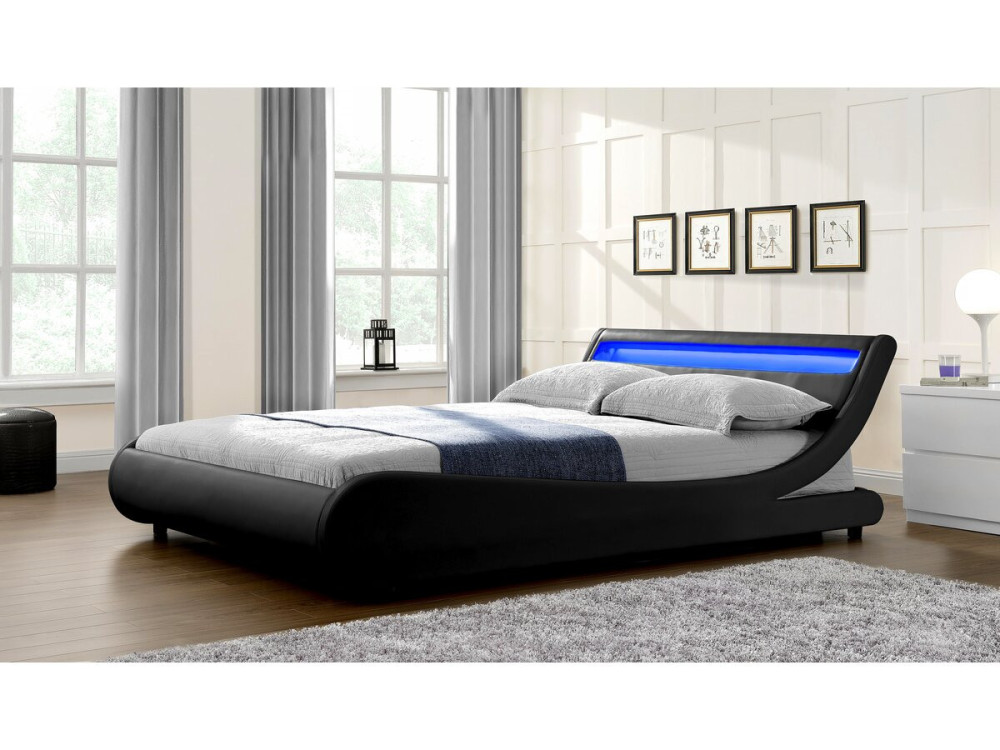 Letto LED "Natacha" - 180 x 200 cm - Nero