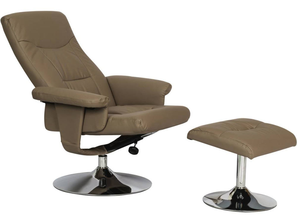 Poltrona relax + poggiapiedi "Louis" - beige