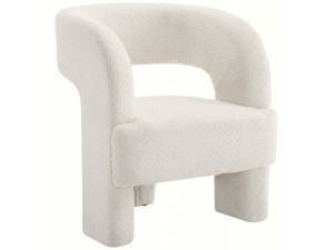Poltrona di design con 3 piedi in bouclé "Madison" - Bianco