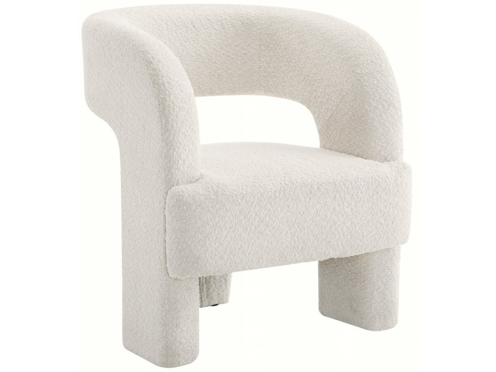 Poltrona di design con 3 piedi in bouclé "Madison" - Bianco