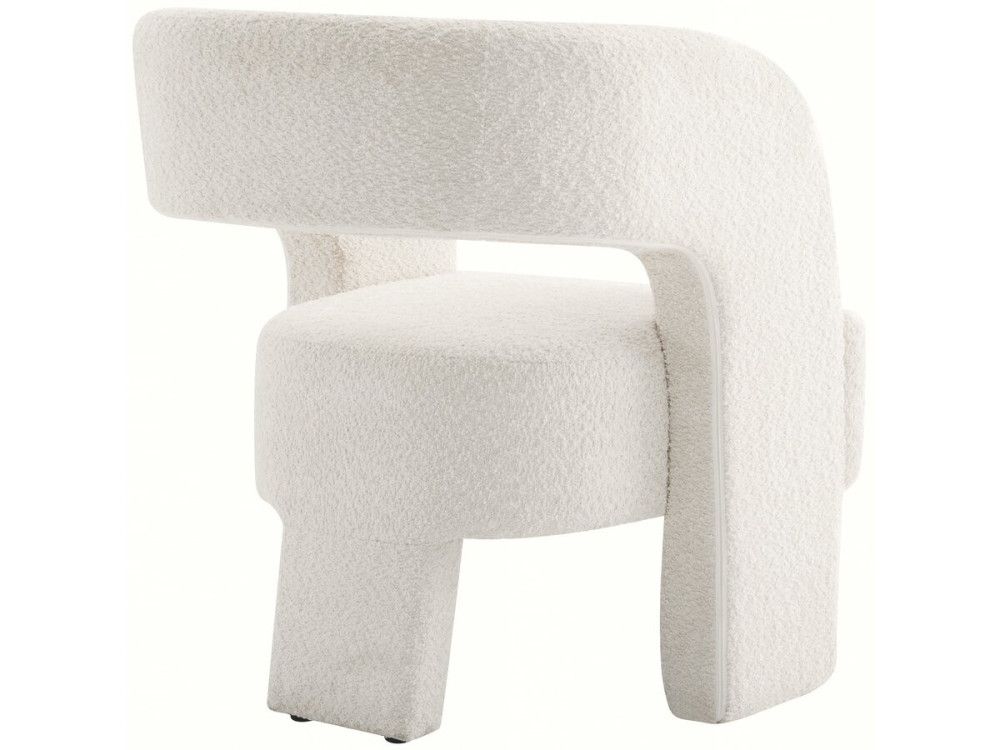 Poltrona di design con 3 piedi in bouclé "Madison" - Bianco