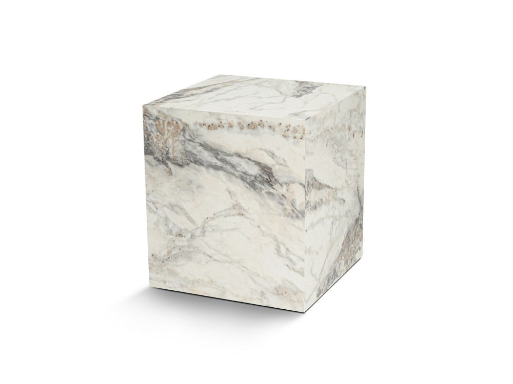 Tavolino laterale in legno "Küp" - 45 x 45 x 50 cm - Marmo Fresia