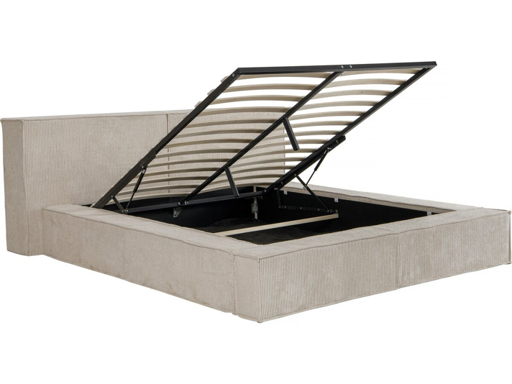 Letto con contenitore in velluto a coste "Courchevel" - 140 x 190 cm - Beige