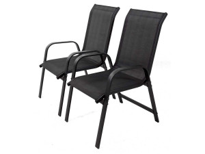 Sedia da giardino in alluminio e textilene PORTO - Phoenix - Nero - 2 pezzi