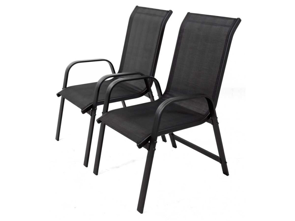Sedia da giardino in alluminio e textilene PORTO - Phoenix - Nero - 2 pezzi
