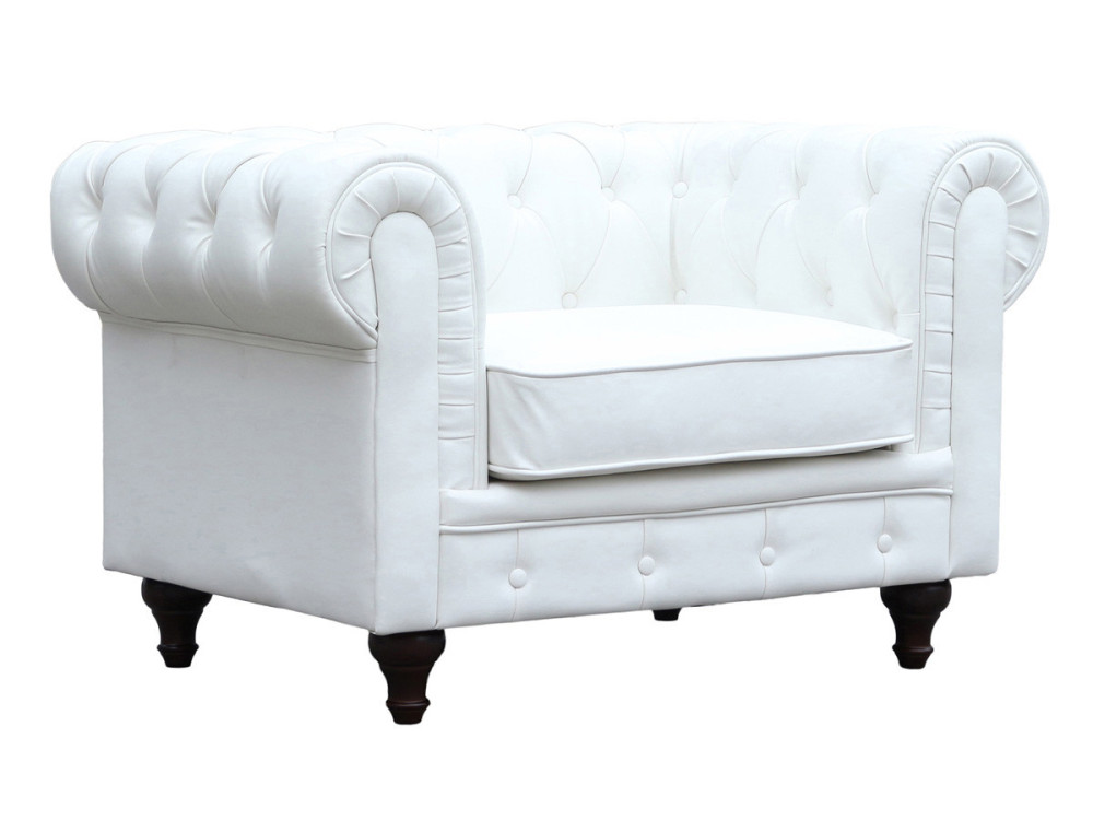 Poltrona Chesterfield "Aliza"- 111 x 82 x 70 cm - Bianco