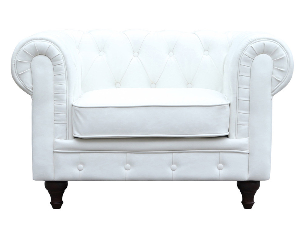 Poltrona Chesterfield "Aliza"- 111 x 82 x 70 cm - Bianco
