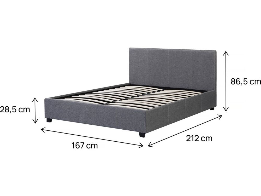 Letto doppio con contenitore "Carla" - 160 x 200 grigio