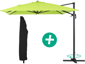 Ombrellone da giardino  decentrato da giardino Alu "Sun 4" - Rettangolo - 3 x 4 m - Verde + Copertura protettiva