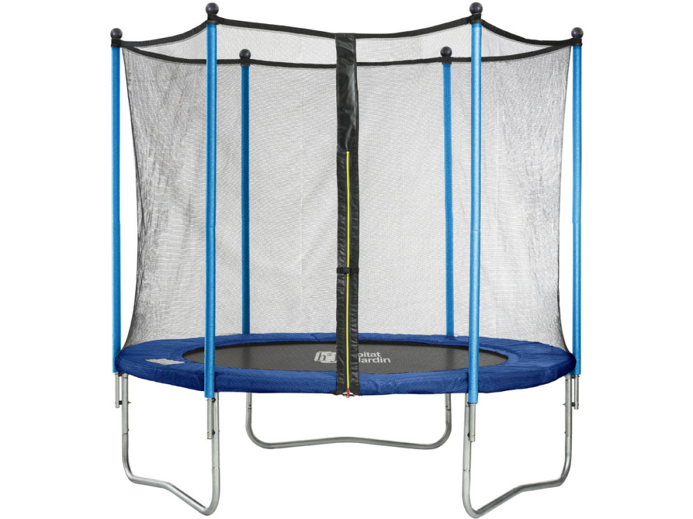 Trampolino " Happy " - Ø 3,05 m - con rete + scaletta + copertura + kit per fissaggio a terra