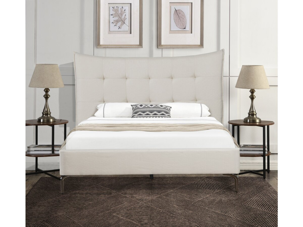 Letto matrimoniale in tessuto imbottito "Aspen" da 180 x 200 cm - Beige