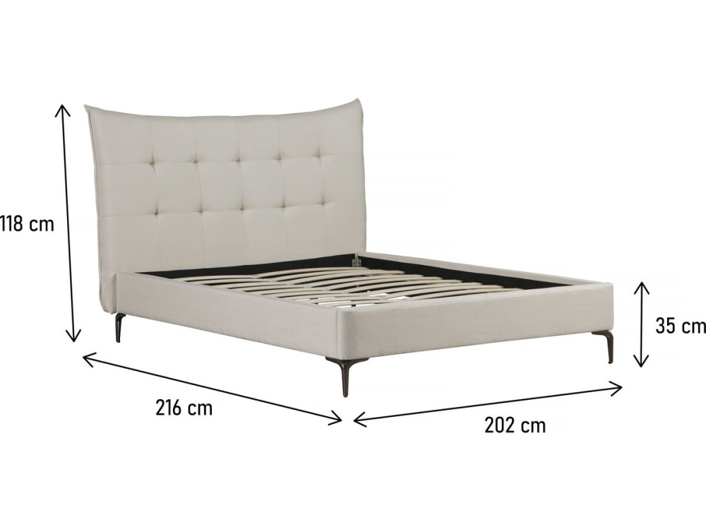 Letto matrimoniale in tessuto imbottito "Aspen" da 180 x 200 cm - Beige