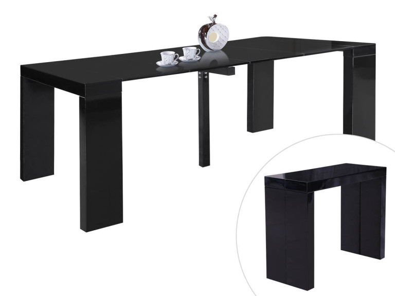 Tavolo da pranzo estensibile "Dina" - 200/40 x 94 x 75 cm - Nero laccato
