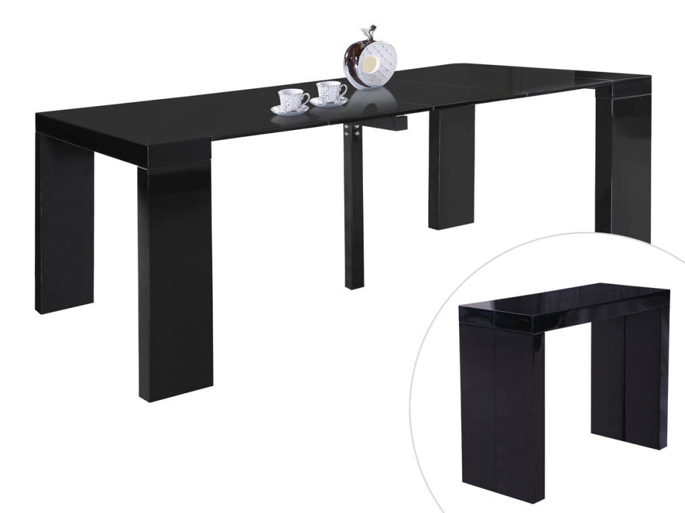 Tavolo da pranzo estensibile "Dina" - 200/40 x 94 x 75 cm - Nero laccato