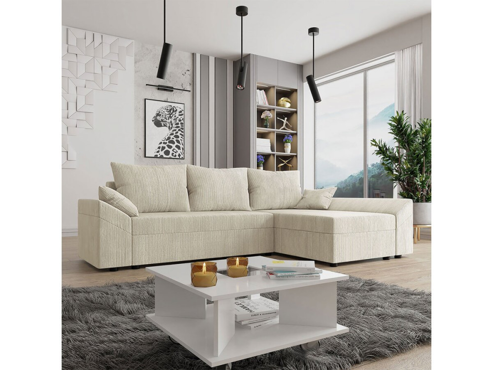 Divano angolare "Dante L" - 248 x 139 x 80 cm - Beige.