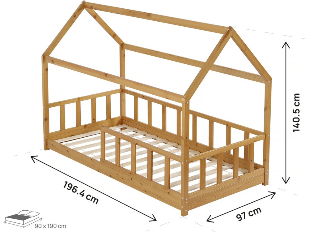 Letto a castello in legno "Léa" - 90 x 190cm - Marrone