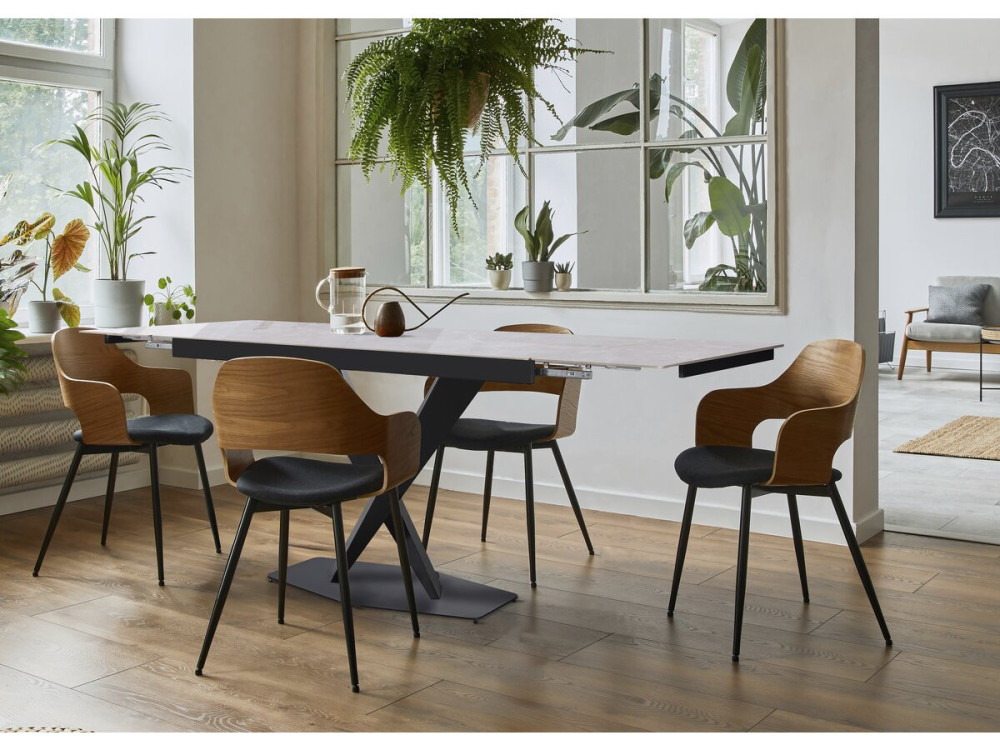 Tavolo da pranzo allungabile in ceramica per 6-10 persone "Silence" - Grigio marmorizzato