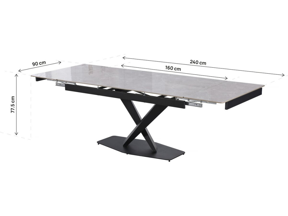 Tavolo da pranzo allungabile in ceramica per 6-10 persone "Silence" - Grigio marmorizzato