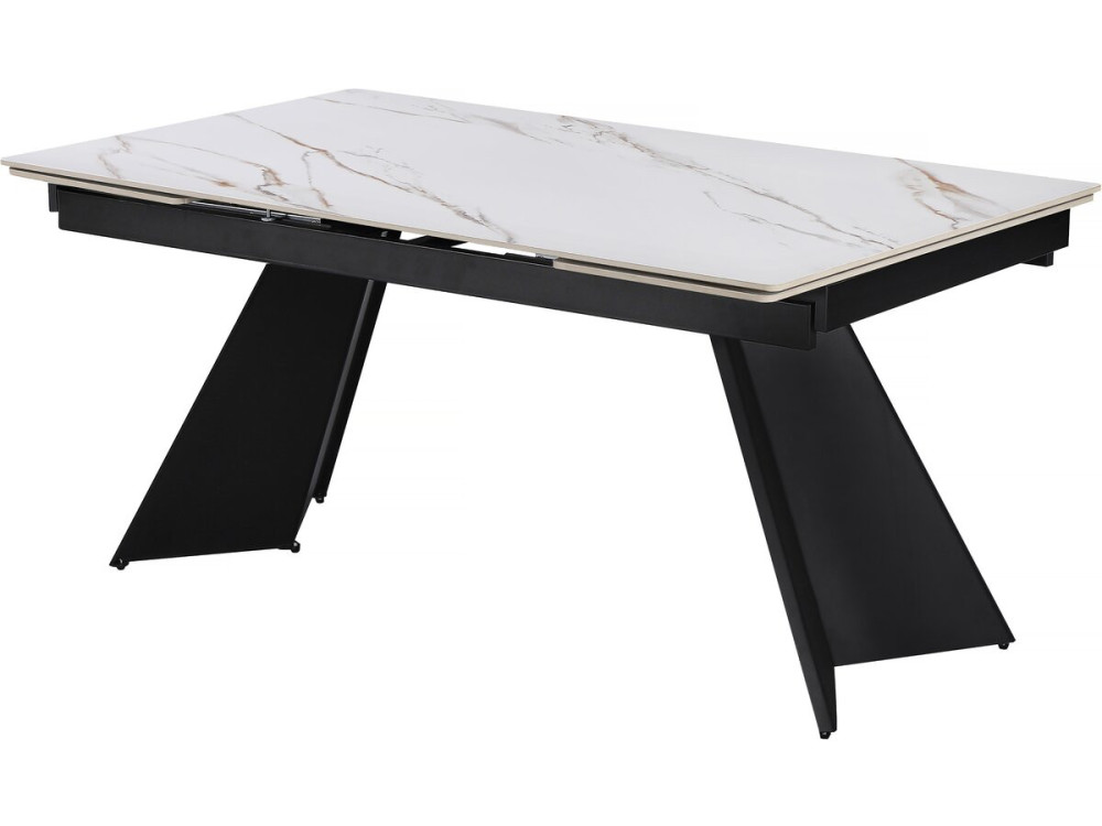 Tavolo da pranzo allungabile in ceramica per 6-10 persone "Equinoxe" - Bianco marmorizzato oro