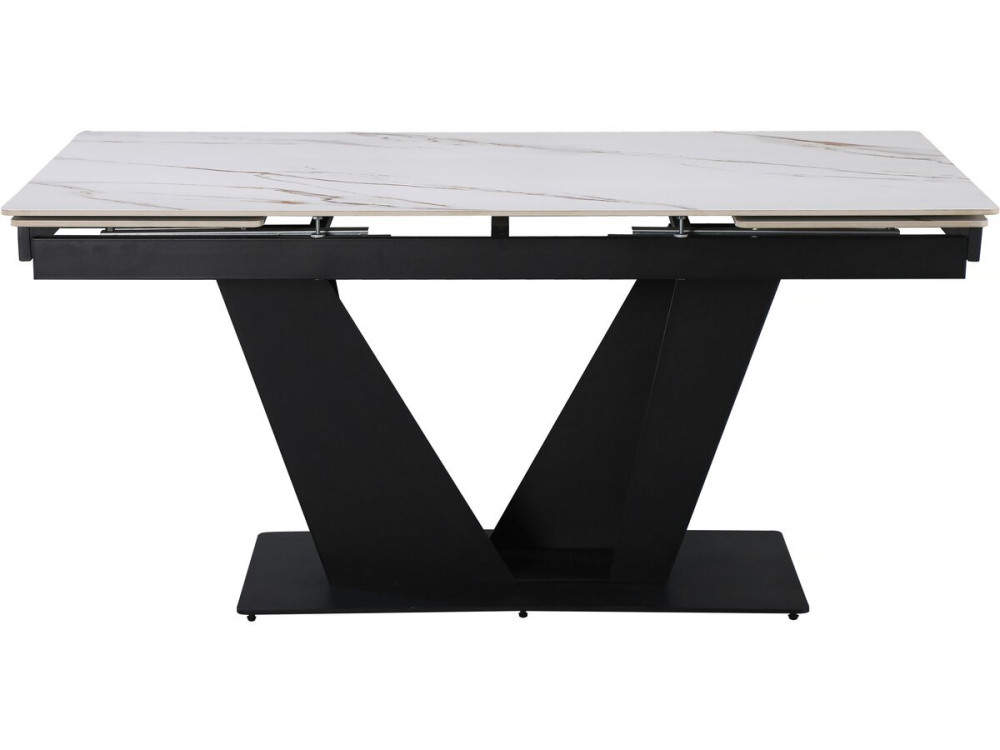Tavolo da pranzo allungabile in ceramica - 160/240 cm - da 6 a 10 persone "Nova" - Bianco marmorizzato oro