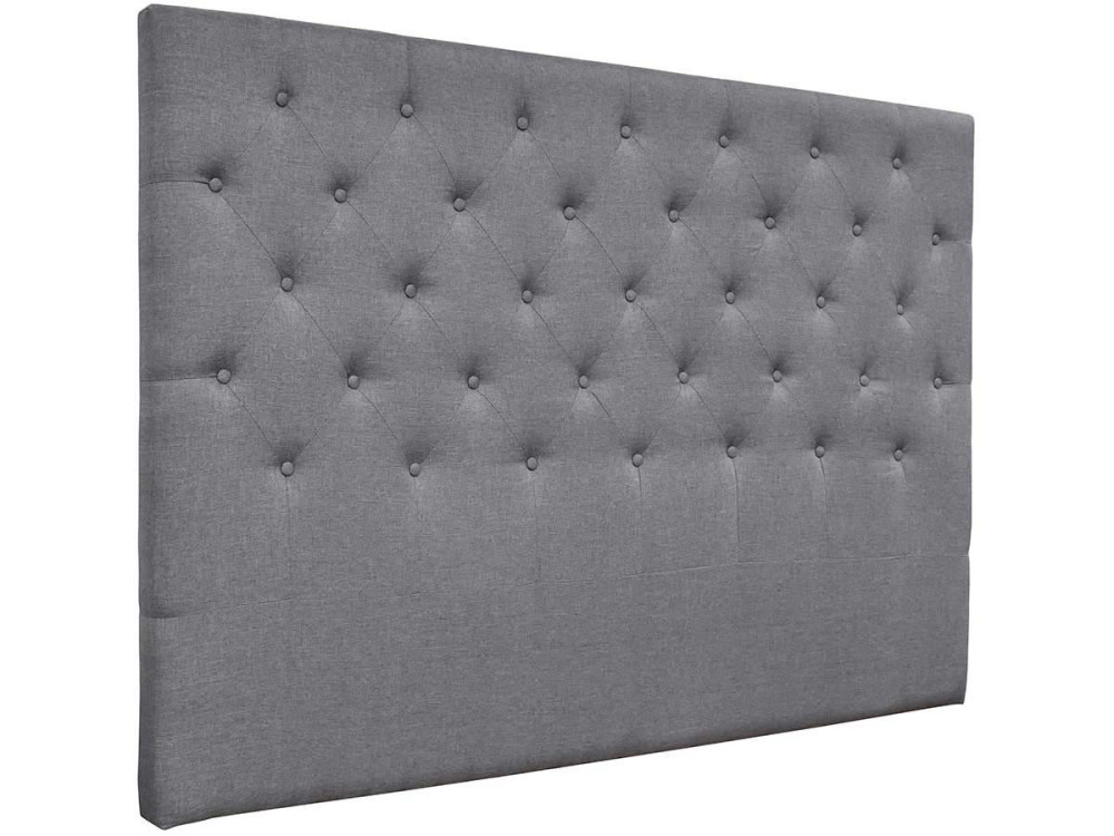 Testiera del letto imbottita " DÉCO"  - 189 cm - Grigio chiaro -  in tessuto