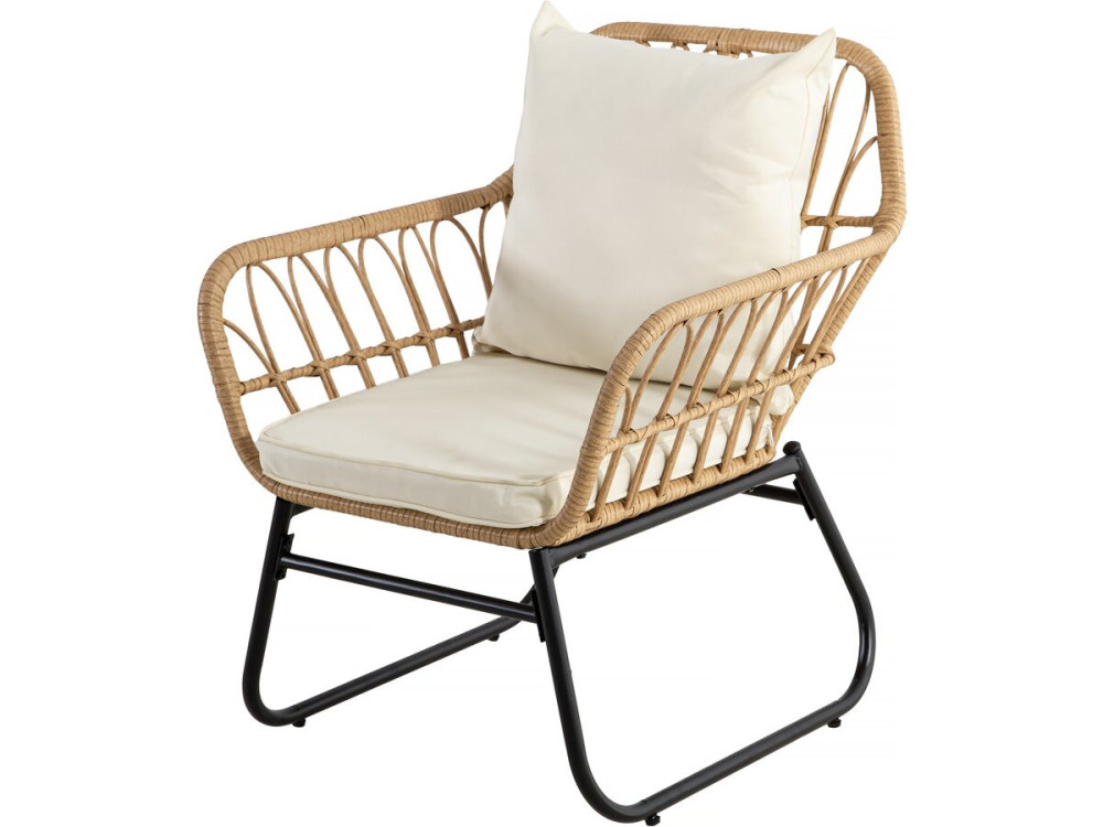 Set di mobili da giardino in rattan "Melo" - 4 posti - Nero/Bambù