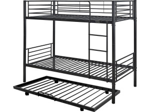 Letto a castello "ADAM" con cassetto estraibile - 90 x 190 cm - Metallo - Nero