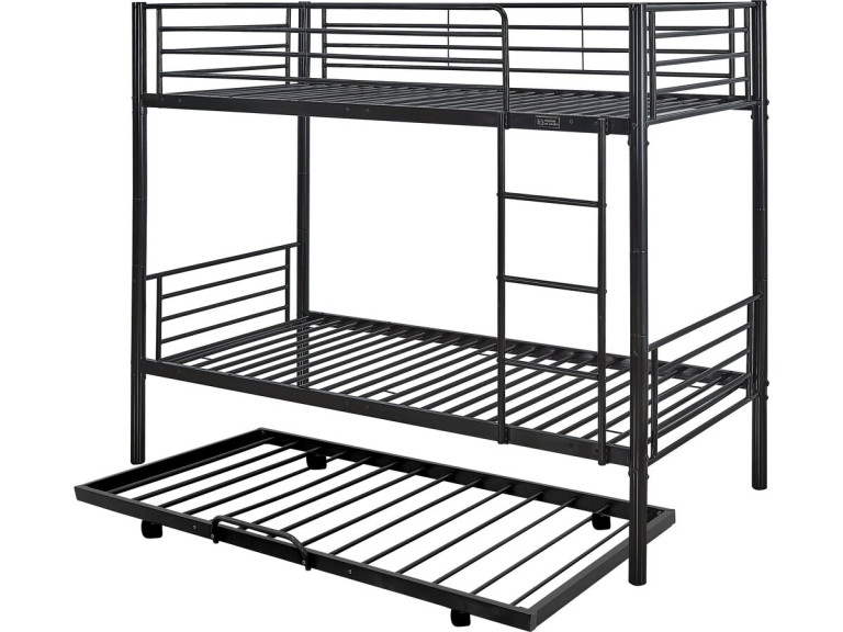 Letto a castello "ADAM" con cassetto estraibile - 90 x 190 cm - Metallo - Nero