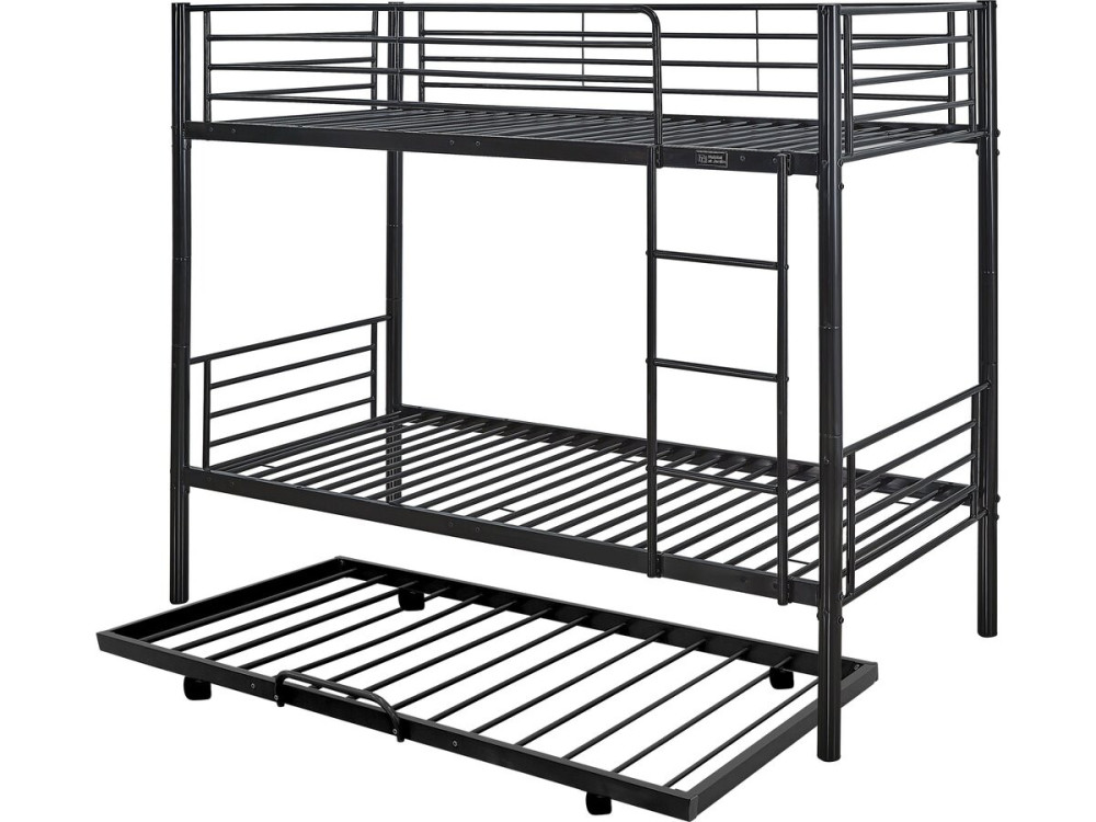 Letto a castello "ADAM" con cassetto estraibile - 90 x 190 cm - Metallo - Nero