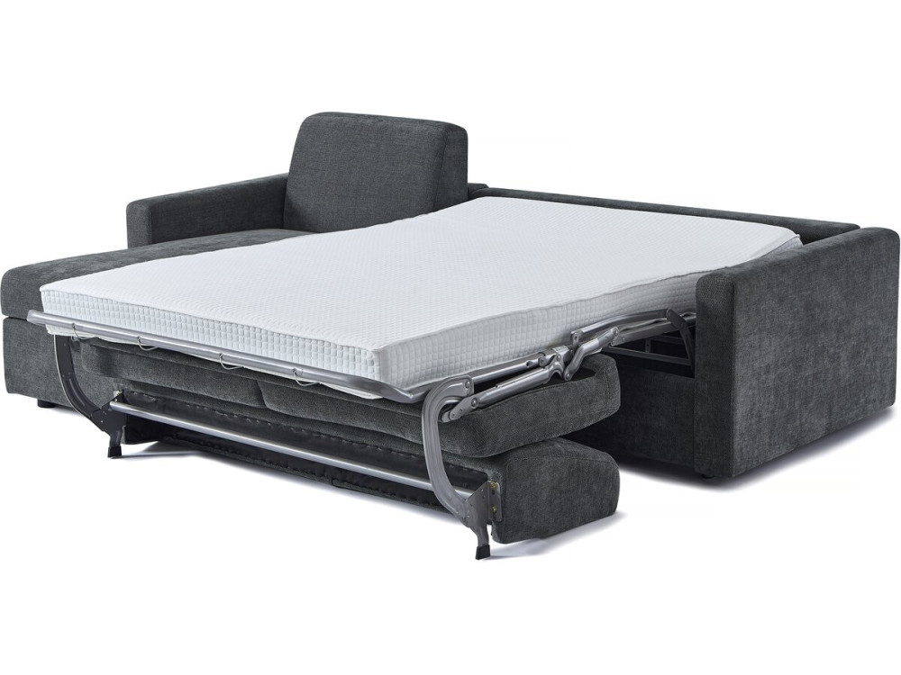 Divano angolare reversibile ed express trasformabile in tessuto "Celia" - 3 posti - Grigio
