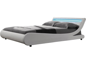 Letto con luce LED "Natacha" - 140 x 190 cm - Bianco
