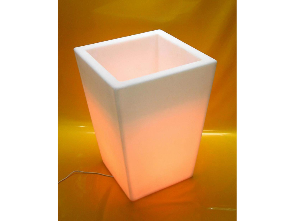 Vaso quadrato bianco illuminato 45 cm.