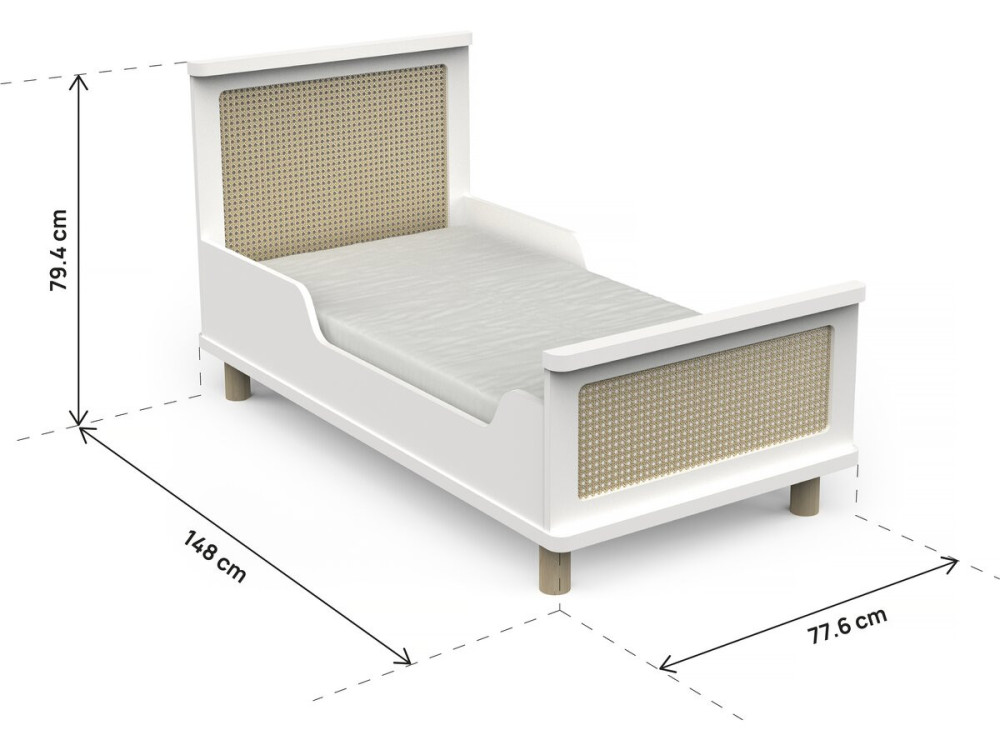 Letto per bambini "Ochna" - 70 x 140 cm - Bianco opaco